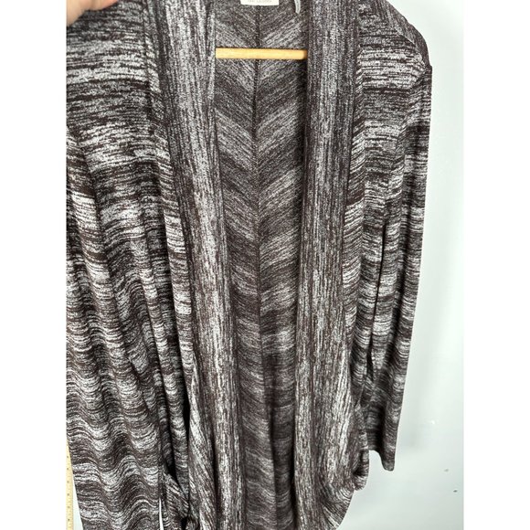 LOGO Lori Goldstein Womens Large Cardigan Sweater Long Sleeve Brown White Stretc - Picture 6 of 11